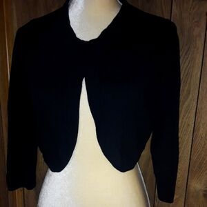 Womans Size 12 Black Cardigan Blouse Cardigan Vest Top Elegant Shirt
